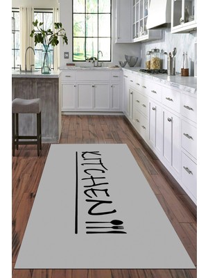 Viyana Home Dijital Baskılı Kaymaz Taban Yıkanabilir Kitchen Yazılı Modern Mutfak Halısı VHM-HT-621
