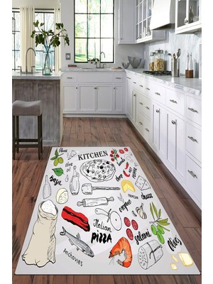 Viyana Home Dijital Baskılı Kaymaz Taban Yıkanabilir Modern Mutfak Halısı VHM-HT-682