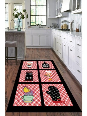 Viyana Home Dijital Baskılı Kaymaz Taban Yıkanabilir Modern Mutfak Halısı VHM-HT-821