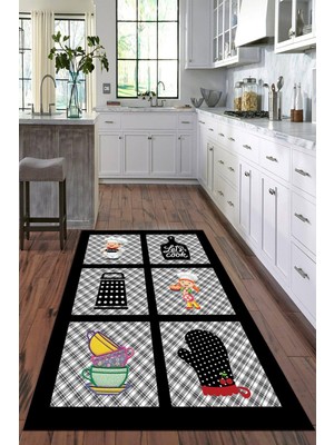 Viyana Home Dijital Baskılı Kaymaz Taban Yıkanabilir Modern Mutfak Halısı VHM-HT-822
