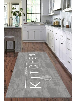 Viyana Home Dijital Baskılı Kaymaz Taban Yıkanabilir Kitchen Yazılı Modern Mutfak Halısı VHM-SD-521