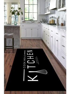 Viyana Home Dijital Baskılı Kaymaz Taban Yıkanabilir Kitchen Yazılı Modern Mutfak Halısı VHM-SD-518