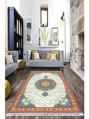 Viyana Home Dijital Baskılı Kaymaz Taban Yıkanabilir Çerçeveli Salon Halısı Mutfak Halısı Yolluk Vh-Hk-24