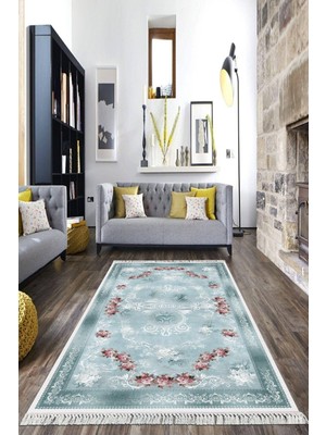Viyana Home Dijital Baskılı Kaymaz Taban Yıkanabilir Çiçekli Salon Halısı Mutfak Halısı Yolluk Vh-Hk-59
