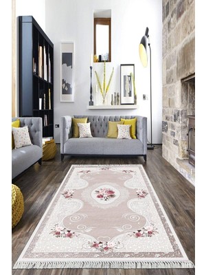 Viyana Home Dijital Baskılı Kaymaz Taban Yıkanabilir Çiçekli Salon Halısı Mutfak Halısı Yolluk Vh-Hk-55