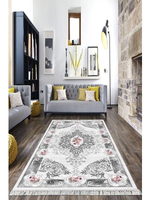 Viyana Home Dijital Baskılı Kaymaz Taban Yıkanabilir Çiçekli Salon Halısı Mutfak Halısı Yolluk Vh-Hk-56