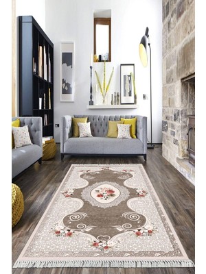 Viyana Home Dijital Baskılı Kaymaz Taban Yıkanabilir Çiçekli Salon Halısı Mutfak Halısı Yolluk Vh-Hk-54