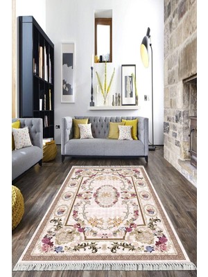 Viyana Home Dijital Baskılı Kaymaz Taban Yıkanabilir Çiçekli Salon Halısı Mutfak Halısı Yolluk Vh-Hk-99