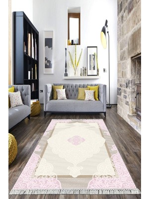 Viyana Home Dijital Baskılı Kaymaz Taban Yıkanabilir Çerçeveli Salon Halısı Mutfak Halısı Yolluk VH-HK-158