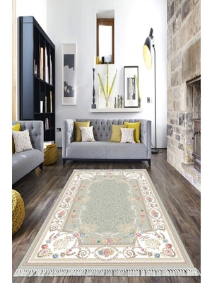 Viyana Home Dijital Baskılı Kaymaz Taban Yıkanabilir Çerçeveli Salon Halısı Mutfak Halısı Yolluk VH-HK-173