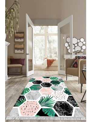 Viyana Home Dijital Baskılı Kaymaz Taban Yıkanabilir Modern Salon Halısı Mutfak Halısı Yolluk VH-HS-294