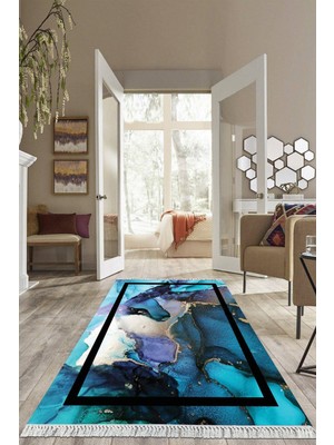 Viyana Home Dijital Baskılı Kaymaz Taban Yıkanabilir Modern Salon Halısı Mutfak Halısı Yolluk VH-HS-281