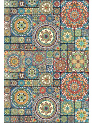 Viyana Home Dijital Baskılı Kaymaz Taban Yıkanabilir Modern Salon Halısı Mutfak Halısı Yolluk VH-HS-306