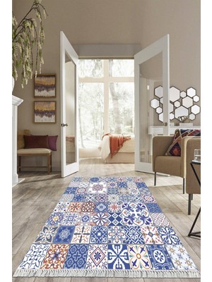 Viyana Home Dijital Baskılı Kaymaz Taban Yıkanabilir Modern Salon Halısı Mutfak Halısı Yolluk VH-HS-301