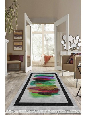 Viyana Home Dijital Baskılı Kaymaz Taban Yıkanabilir Modern Salon Halısı Mutfak Halısı Yolluk VH-HS-251
