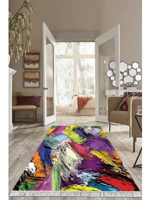 Viyana Home Dijital Baskılı Kaymaz Taban Yıkanabilir Modern Salon Halısı Mutfak Halısı Yolluk VH-HS-328
