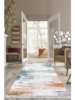 Viyana Home Dijital Baskılı Kaymaz Taban Yıkanabilir Modern Salon Halısı Mutfak Halısı Yolluk VH-HS-382