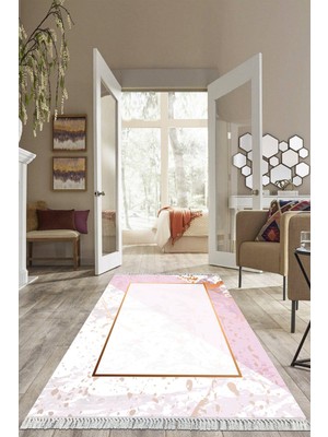 Viyana Home Dijital Baskılı Kaymaz Taban Yıkanabilir Çerçeveli Salon Halısı Mutfak Halısı Yolluk VH-HS-269
