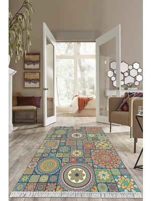 Viyana Home Dijital Baskılı Kaymaz Taban Yıkanabilir Modern Salon Halısı Mutfak Halısı Yolluk VH-HS-306