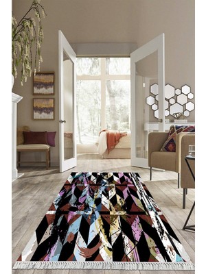 Viyana Home Dijital Baskılı Kaymaz Taban Yıkanabilir Modern Salon Halısı Mutfak Halısı Yolluk VH-HS-409