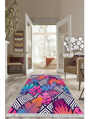 Viyana Home Dijital Baskılı Kaymaz Taban Yıkanabilir Modern Salon Halısı Mutfak Halısı Yolluk VH-HS-478
