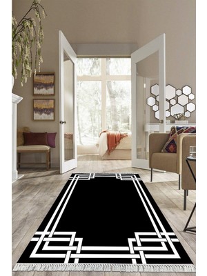 Viyana Home Dijital Baskılı Kaymaz Taban Yıkanabilir Çerçeveli Salon Halısı Mutfak Halısı Yolluk VH-HS-508
