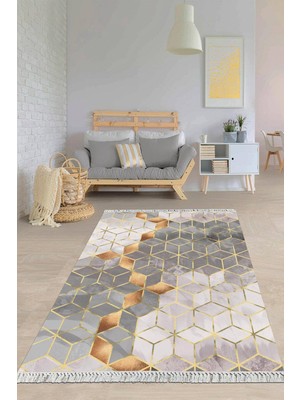 Viyana Home Dijital Baskılı Kaymaz Taban Yıkanabilir Modern Salon Halısı Mutfak Halısı Yolluk VH-HY-1122