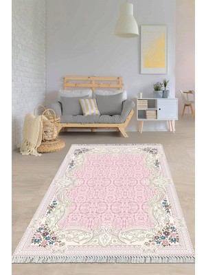Viyana Home Dijital Baskılı Kaymaz Taban Yıkanabilir Çiçekli Salon Halısı Mutfak Halısı Yolluk VH-HY-1064