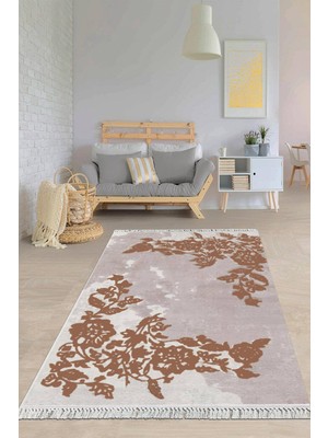 Viyana Home Dijital Baskılı Kaymaz Taban Yıkanabilir Çiçekli Salon Halısı Mutfak Halısı Yolluk VH-HY-905