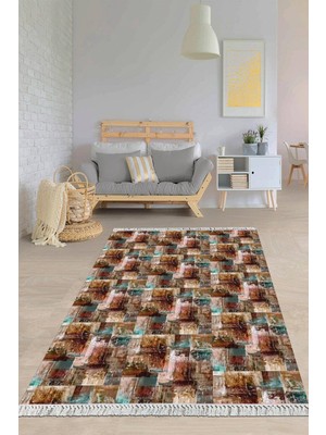 Viyana Home Dijital Baskılı Kaymaz Taban Yıkanabilir Modern Salon Halısı Mutfak Halısı Yolluk VH-HY-947