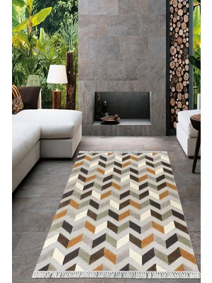 Viyana Home Dijital Baskılı Kaymaz Taban Yıkanabilir Modern Salon Halısı Mutfak Halısı Yolluk VH-HT-1393