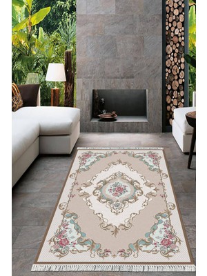 Viyana Home Dijital Baskılı Kaymaz Taban Yıkanabilir Çiçekli Salon Halısı Mutfak Halısı Yolluk VH-HT-189