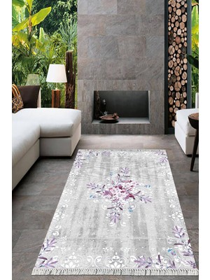 Viyana Home Dijital Baskılı Kaymaz Taban Yıkanabilir Çiçekli Salon Halısı Mutfak Halısı Yolluk VH-HT-295