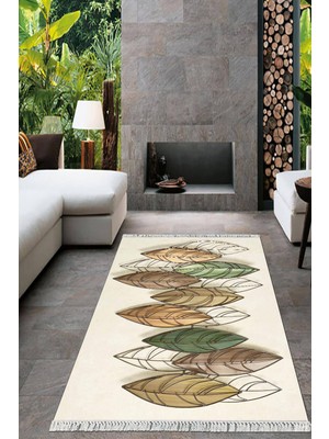 Viyana Home Dijital Baskılı Kaymaz Taban Yıkanabilir Çiçekli Salon Halısı Mutfak Halısı Yolluk VH-HT-309