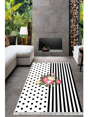Viyana Home Dijital Baskılı Kaymaz Taban Yıkanabilir Çiçekli Salon Halısı Mutfak Halısı Yolluk VH-HT-305