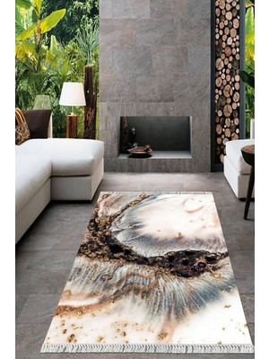 Viyana Home Dijital Baskılı Kaymaz Taban Yıkanabilir Modern Salon Halısı Mutfak Halısı Yolluk VH-HT-314
