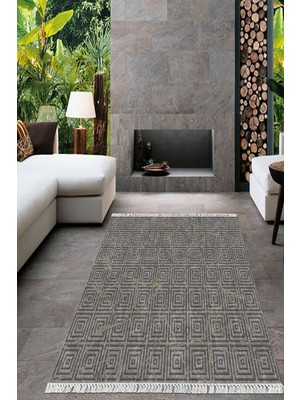 Viyana Home Dijital Baskılı Kaymaz Taban Yıkanabilir Sade Desen Salon Halısı Mutfak Halısı Yolluk VH-HT-412