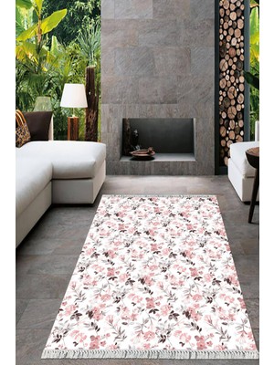 Viyana Home Dijital Baskılı Kaymaz Taban Yıkanabilir Çiçekli Salon Halısı Mutfak Halısı Yolluk VH-HT-450