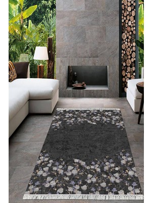 Viyana Home Dijital Baskılı Kaymaz Taban Yıkanabilir Çiçekli Salon Halısı Mutfak Halısı Yolluk VH-HT-457