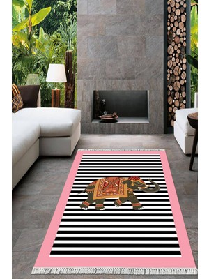 Viyana Home Dijital Baskılı Kaymaz Taban Yıkanabilir Fil Desen Salon Halısı Mutfak Halısı Yolluk VH-HT-607