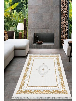 Viyana Home Dijital Baskılı Kaymaz Taban Yıkanabilir Çerçeveli Salon Halısı Mutfak Halısı Yolluk VH-HT-618
