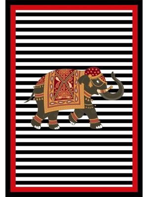 Viyana Home Dijital Baskılı Kaymaz Taban Yıkanabilir Fil Desen Salon Halısı Mutfak Halısı Yolluk VH-HT-613