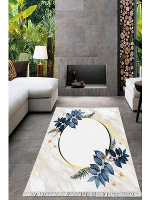 Viyana Home Dijital Baskılı Kaymaz Taban Yıkanabilir Çiçekli Salon Halısı Mutfak Halısı Yolluk VH-HT-720