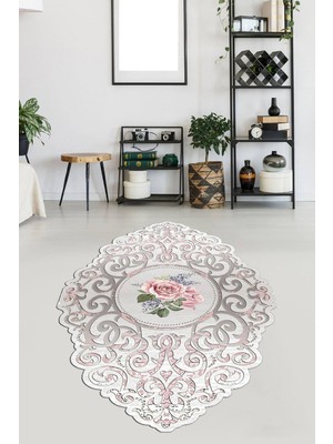 Viyana Home Kaymaz Taban Yıkanabilir Lazer Kesim Salon Halısı Mutfak Halısı Yolluk VHL-HT-1041