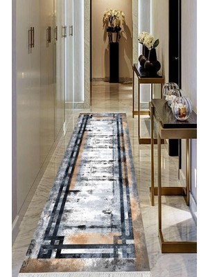 Viyana Home Dijital Baskılı Kaymaz Taban Yıkanabilir Modern Salon Halısı Koridor Halısı Yolluk VHU-HT-1273