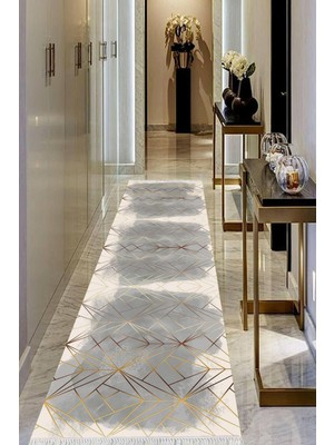 Viyana Home Dijital Baskılı Kaymaz Taban Yıkanabilir Modern Salon Halısı Koridor Halısı Yolluk VHU-HT-1382