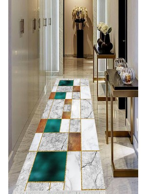 Viyana Home Dijital Baskılı Kaymaz Taban Yıkanabilir Modern Salon Halısı Koridor Halısı Yolluk VHU-HY-1106