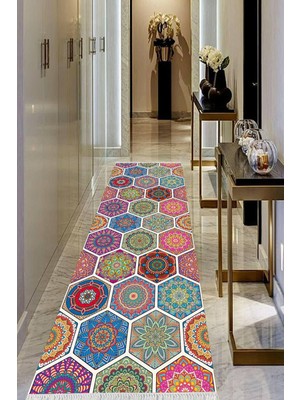 Viyana Home Dijital Baskılı Kaymaz Taban Yıkanabilir Modern Salon Halısı Koridor Halısı Yolluk VHU-HS-370