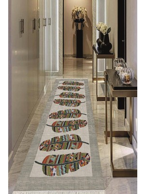 Viyana Home Dijital Baskılı Kaymaz Taban Yıkanabilir Modern Salon Halısı Koridor Halısı Yolluk VHU-HS-546