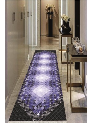 Viyana Home Dijital Baskılı Kaymaz Taban Yıkanabilir Modern Salon Halısı Koridor Halısı Yolluk VHU-SD-1021